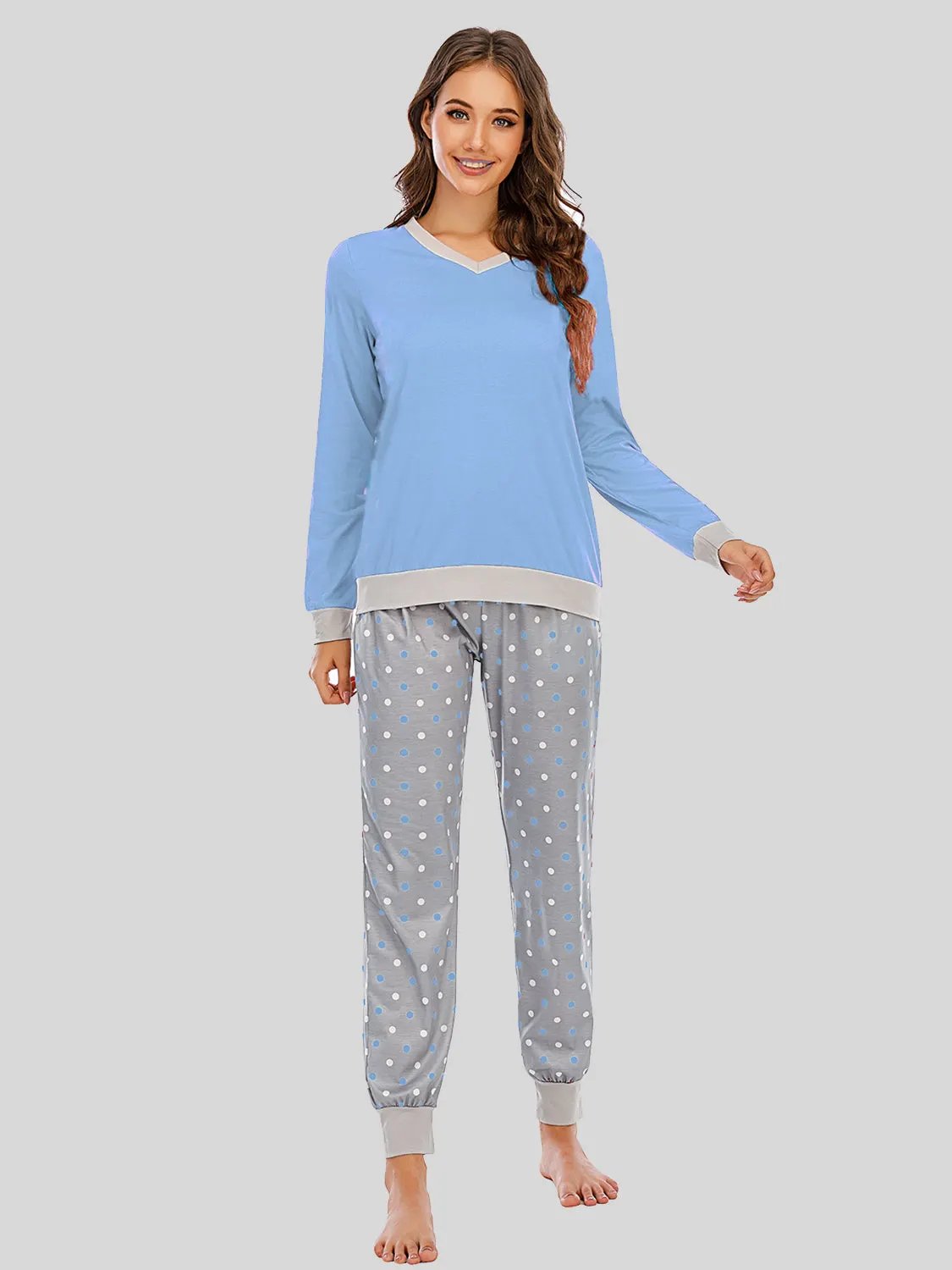 Long Sleeve Top and Polka Dot Pants Set by POL