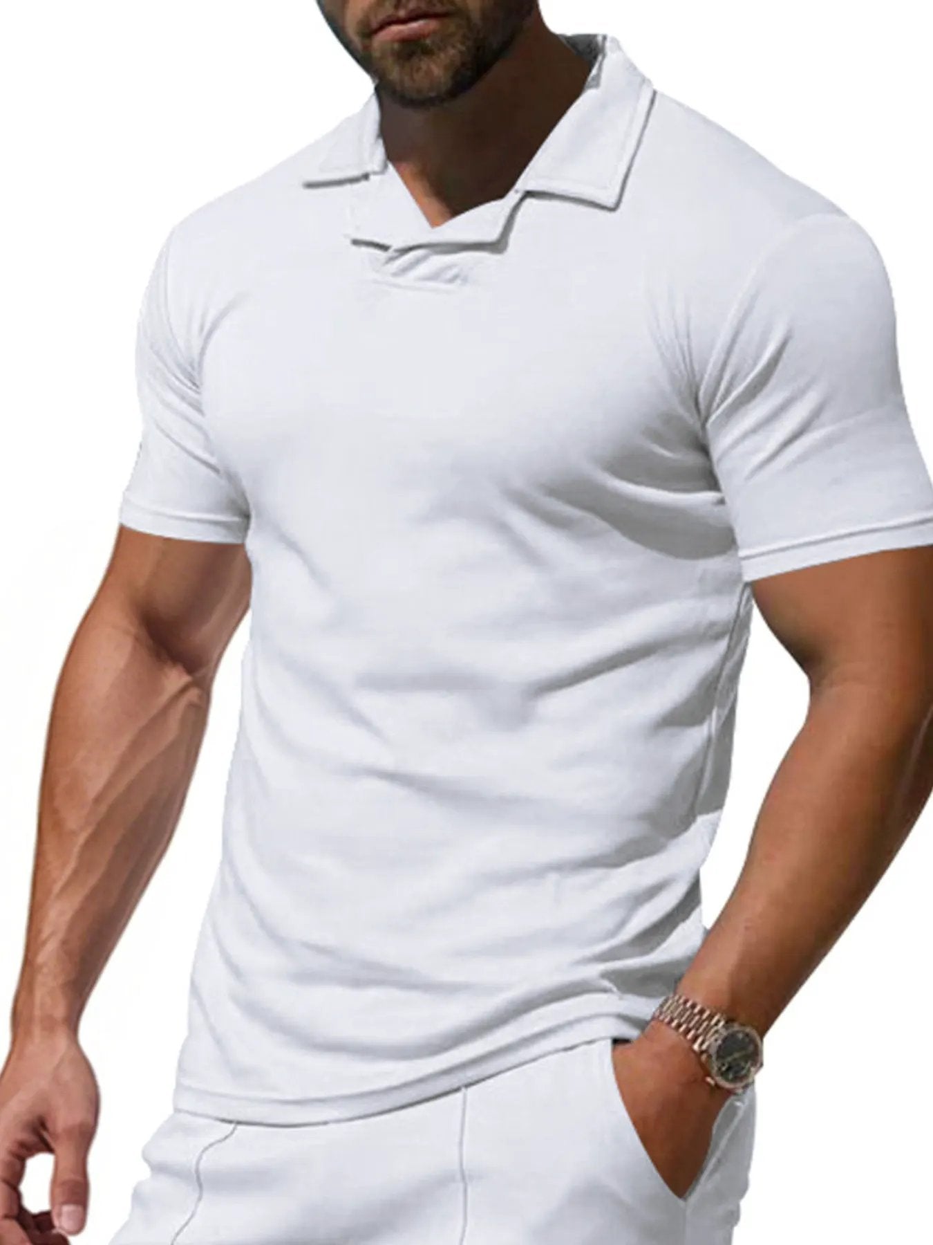 Men's Full Size Casual Short Sleeve Polo Plus Size by Trendsi