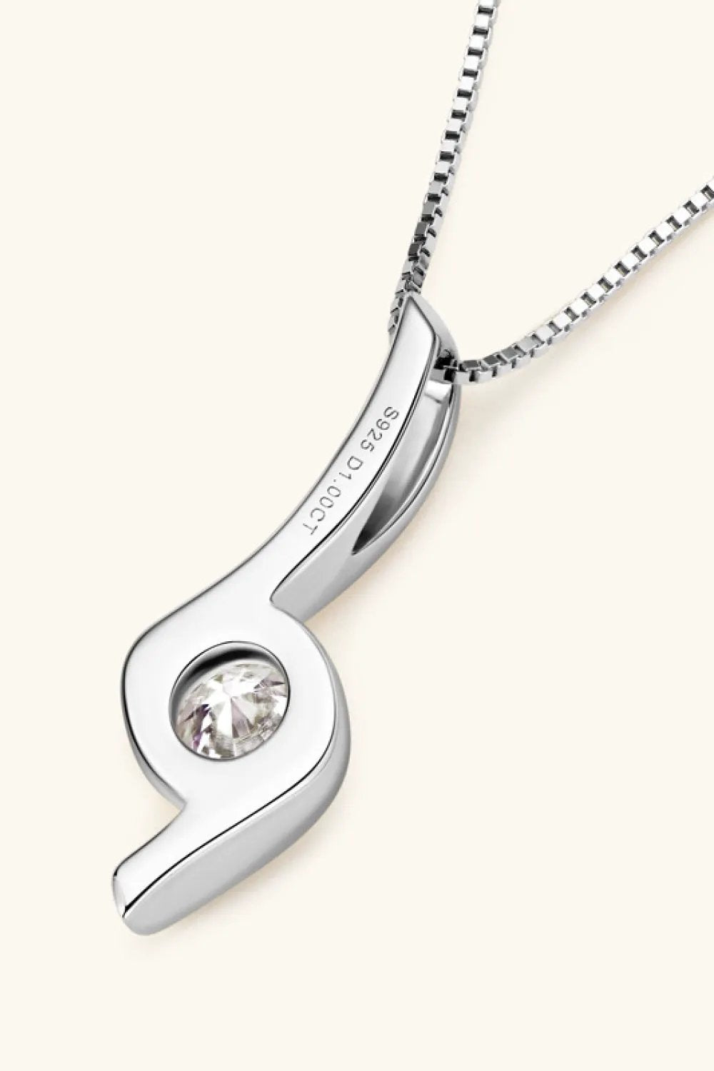1 Carat Moissanite 925 Sterling Silver Necklace by Partner Labels
