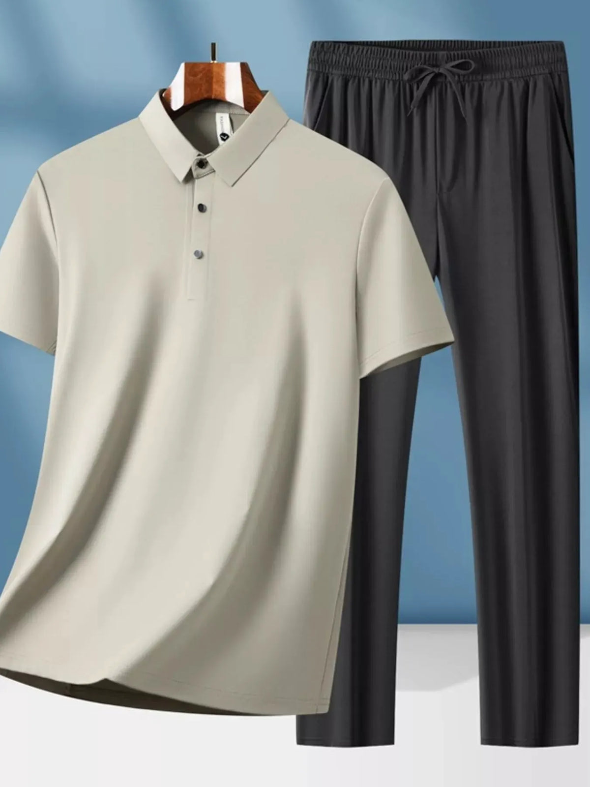 Men's Plus Size Button Detail Short Sleeve Top and Pants Set by Trendsi
