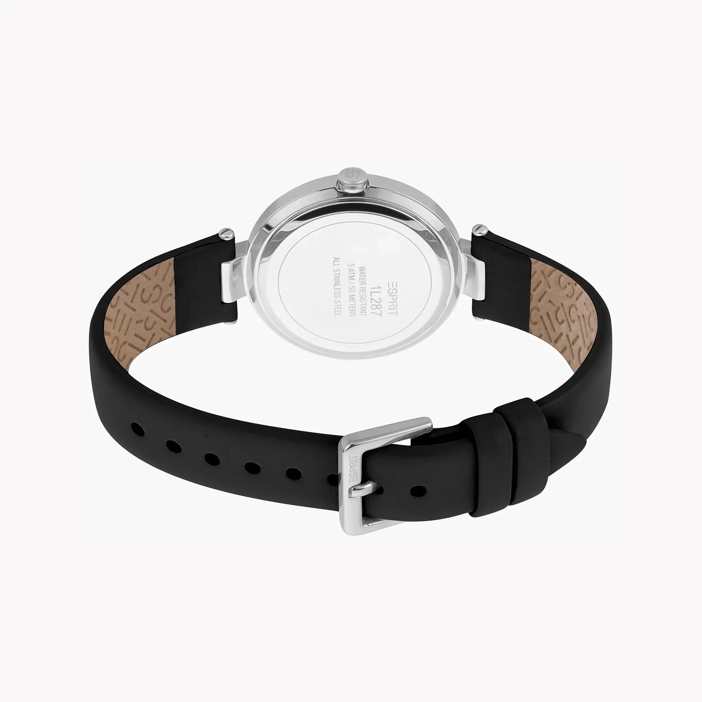 Esprit Women's Black Leather Watch, Silver Dial | Es1l153m0045 by ESPRIT
