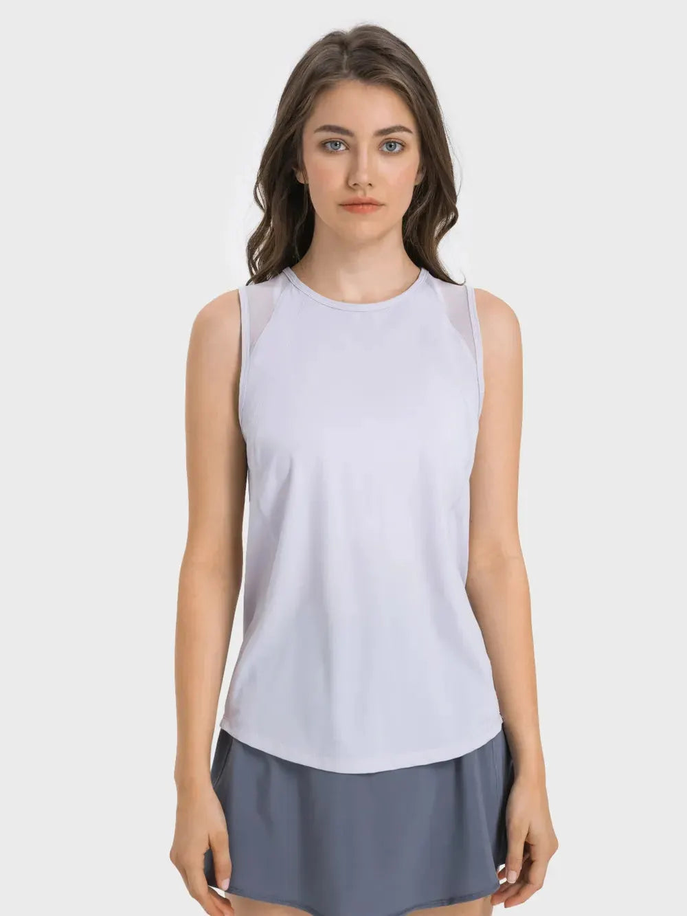 Millennia Cutout Back Round Neck Active Tank by Millennia
