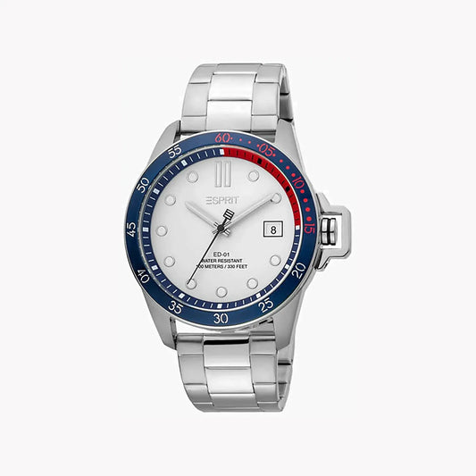 Esprit Men's Silver Stainless Steel Watch, Silver Dial | Es1g051m0055 by ESPRIT