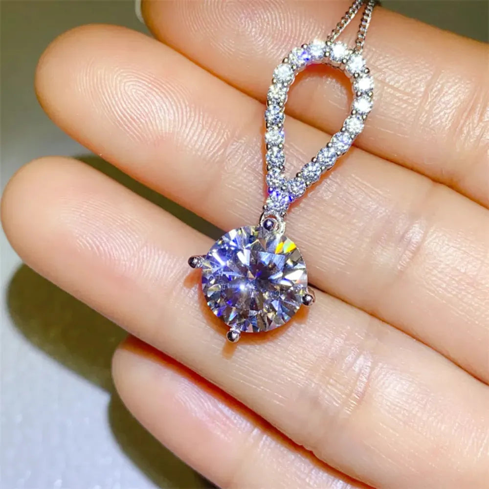 5 Carat Moissanite 925 Sterling Silver Teardrop Necklace by Partner Labels