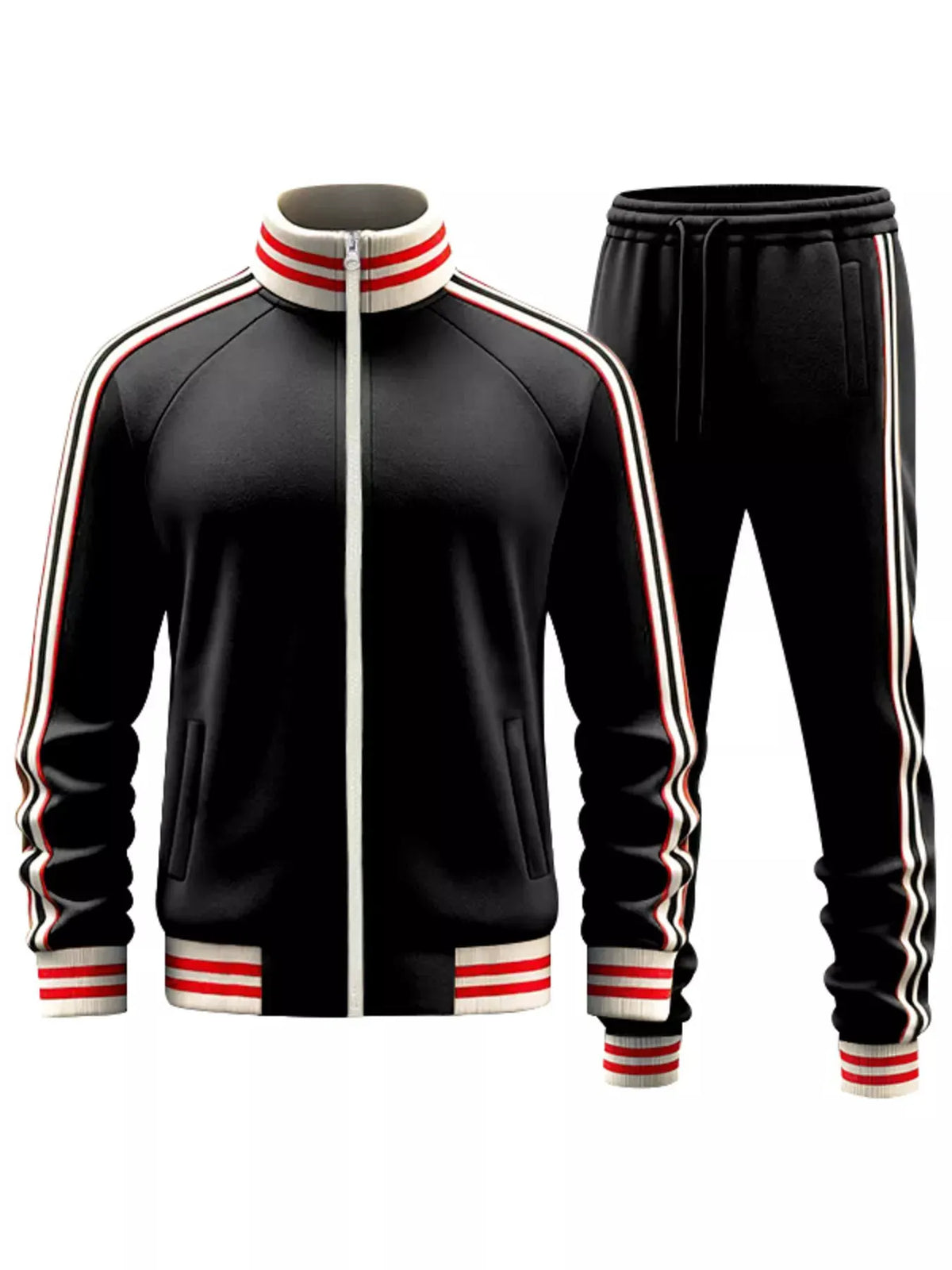 Men's Full Size Striped Zip Up Outerwear and Pants Plus Size by Partner Label