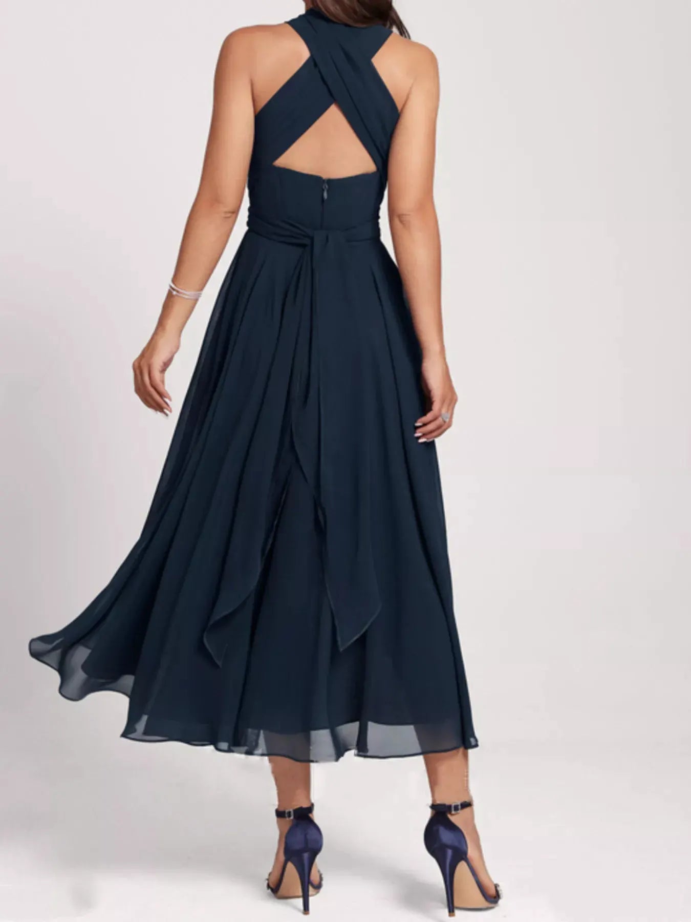 Ruched A-Line Midi Dress by Partner Label