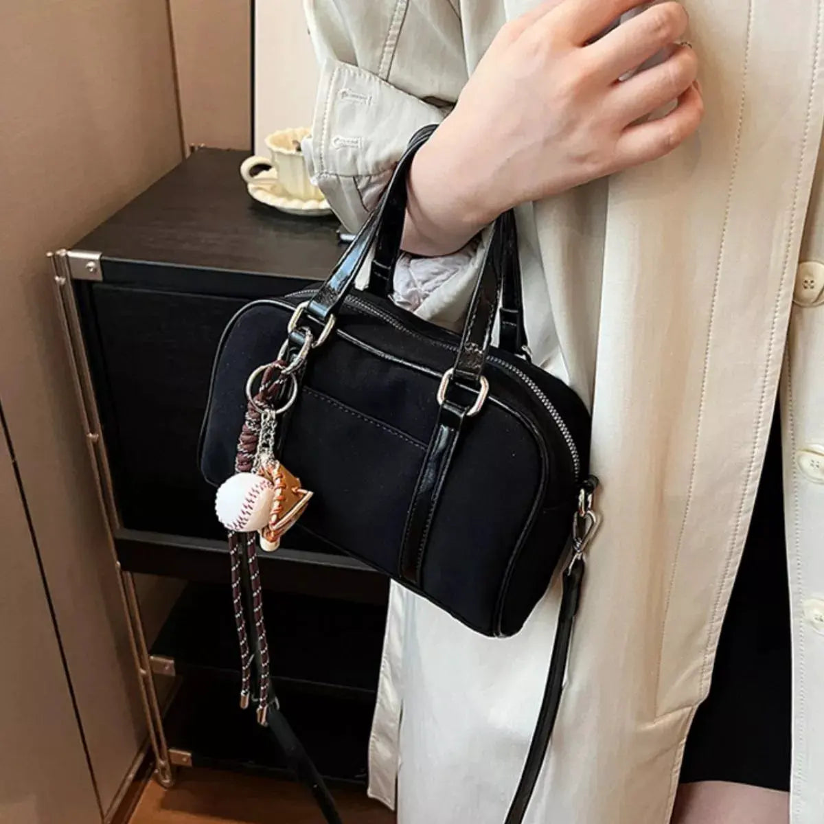 Buckle Crossbody Bag with Charm by Partner Label