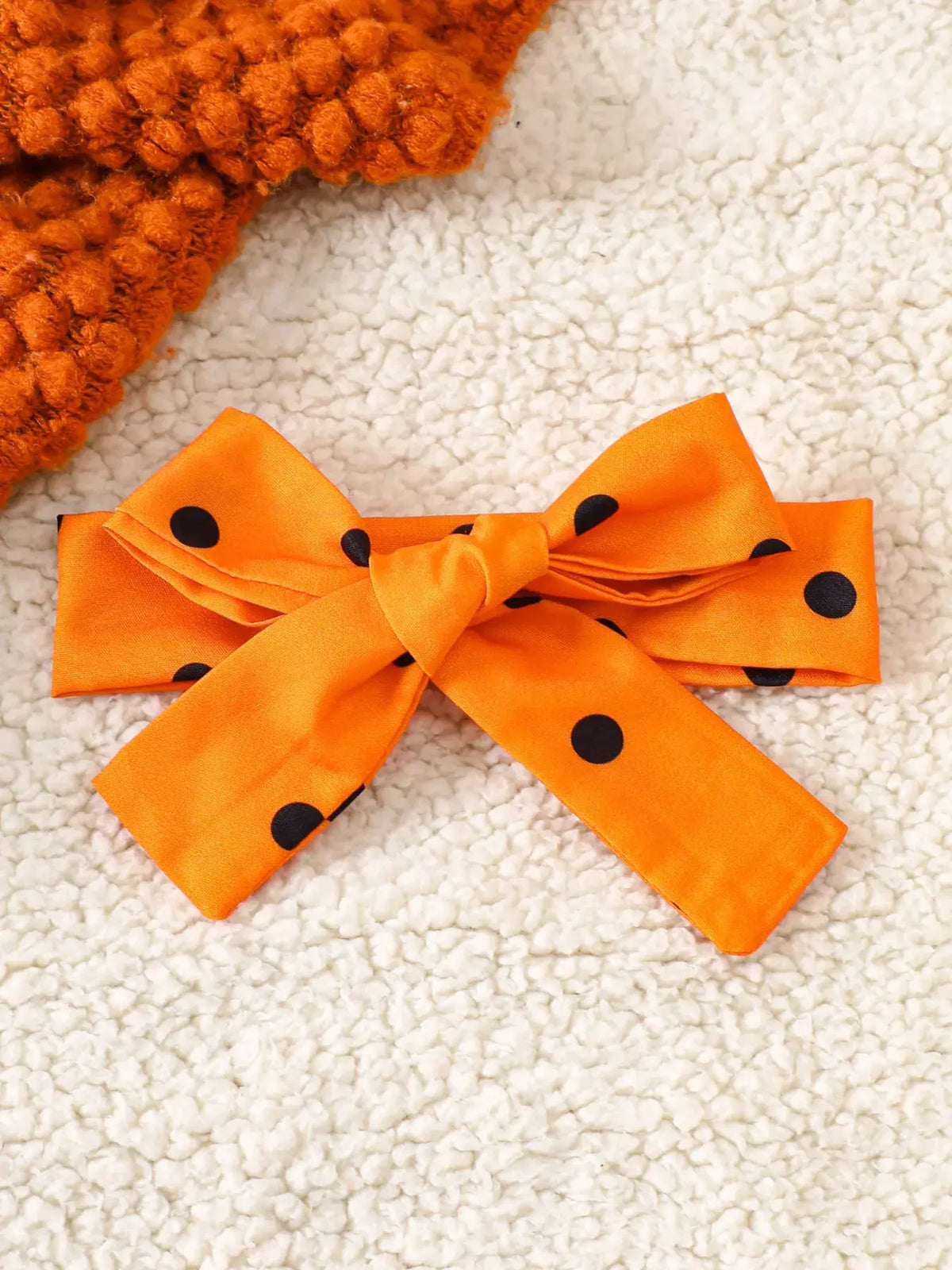 Children's Halloween Pumpkin Polka Dot Bodysuit and Headband Set by Trendsi