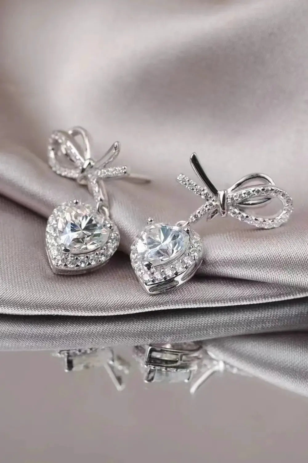 2 Carat Moissanite 925 Sterling Silver Heart Earrings by Partner Label