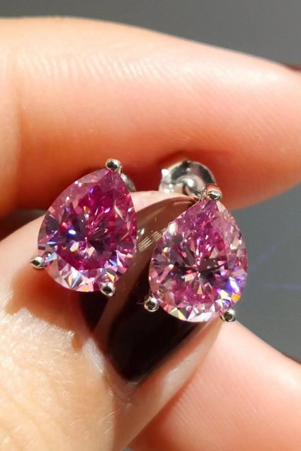 2 Carat Teardrop Moissanite Platinum-Plated Stud Earrings by Partner Label