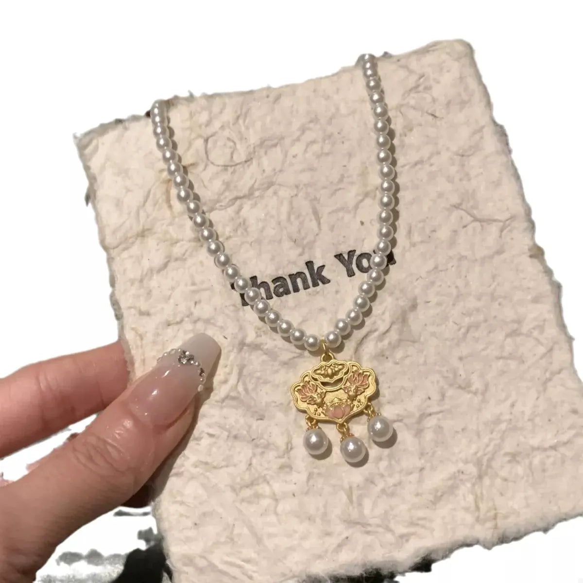 18K Gold-Plated Lotus Pendant Necklace by Partner Label