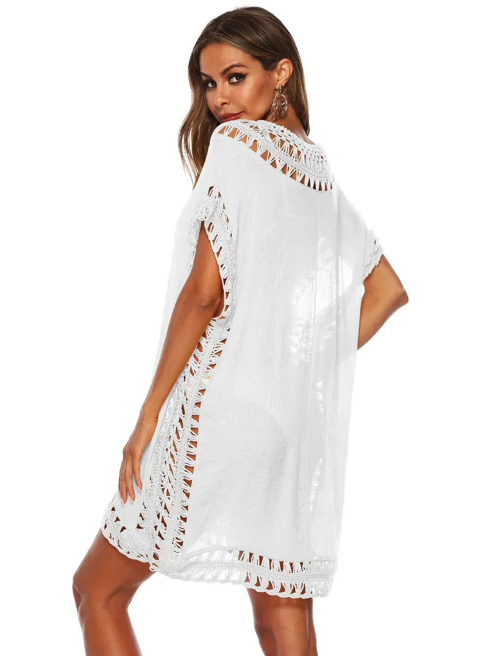 Cutout V-Neck Short Sleeve Cover-Up by Partner Labels