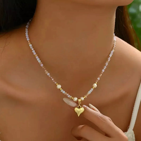 Bead Heart Pendant Necklace by Partner Labels