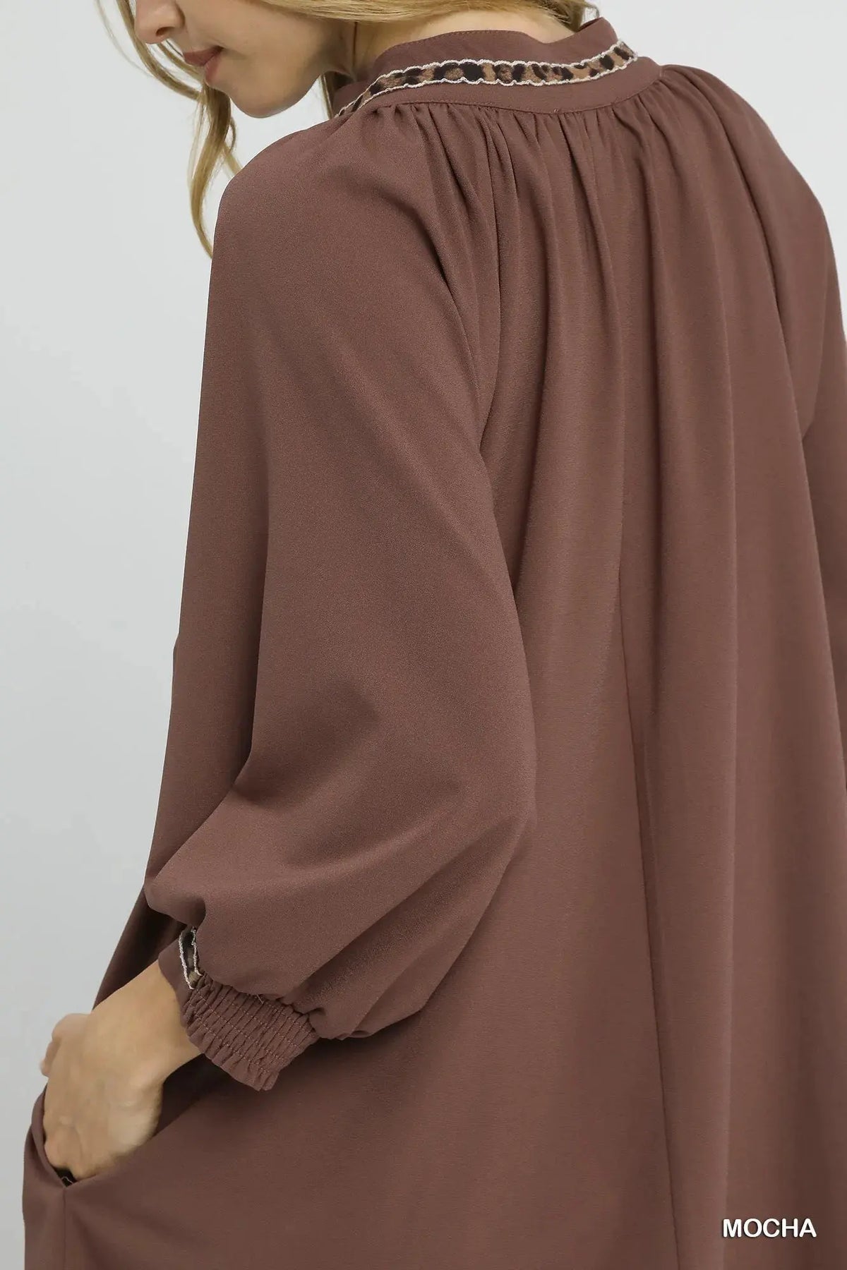 Umgee Notched Shift Dress with Trim Detail by Umgee