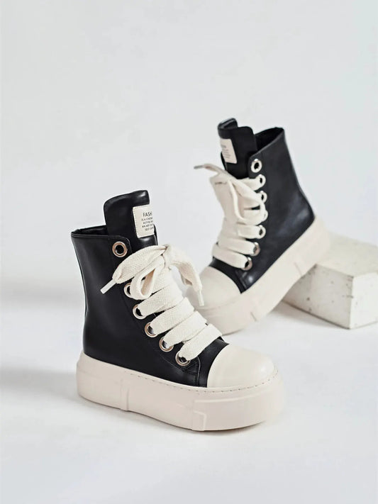 Platform Lace Up Contrast Sneakers by Partner Label