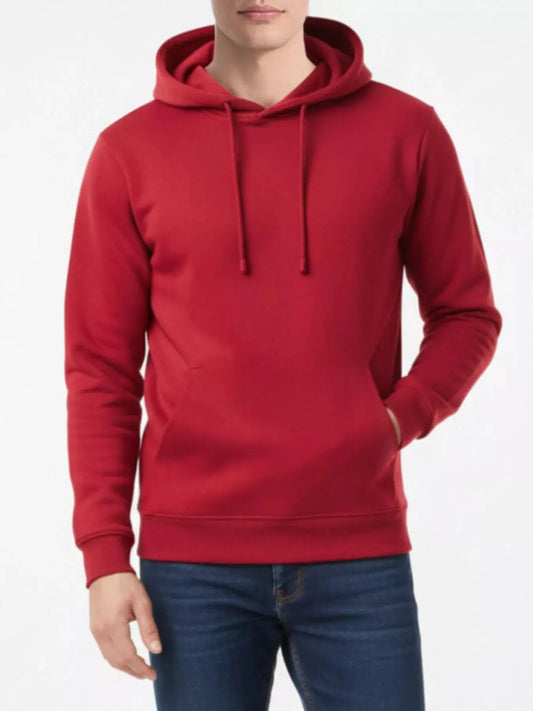 Men's Full Size Kangaroo Pocket Drawstring Hoodie Plus Size by Trendsi