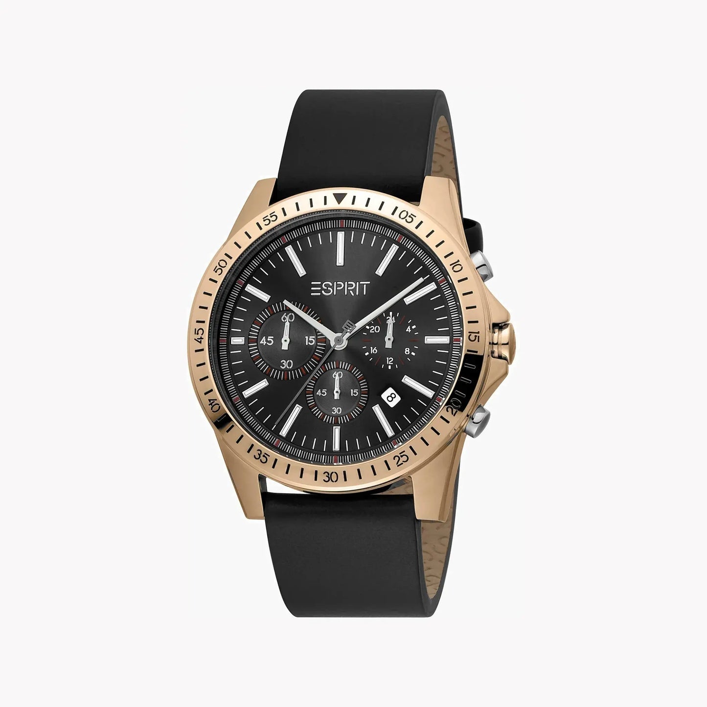 Esprit Men's Black Leather Watch, Black Dial | Es1g066m0025 by ESPRIT