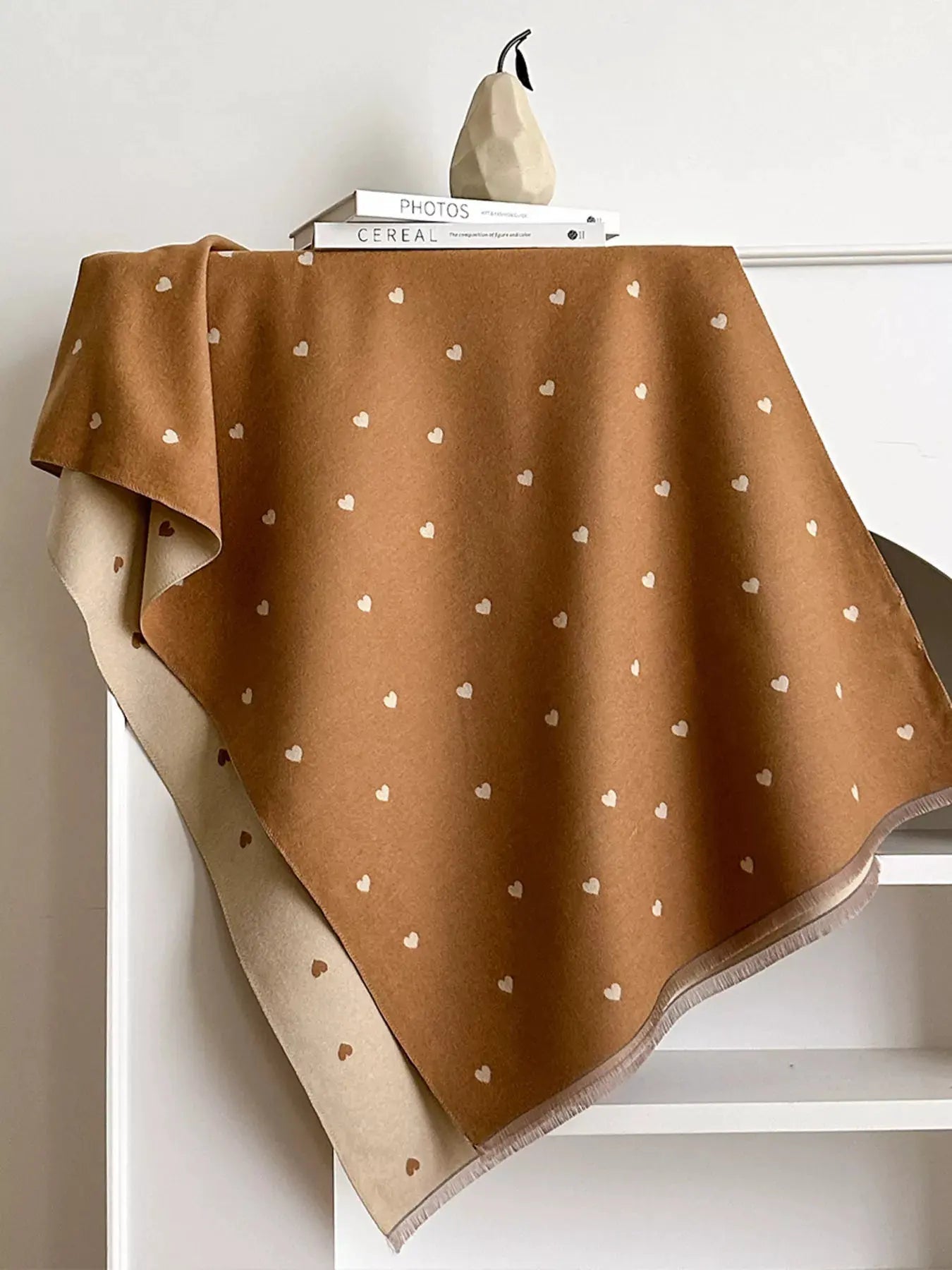 Heart Raw Hem Scarf by Partner Label