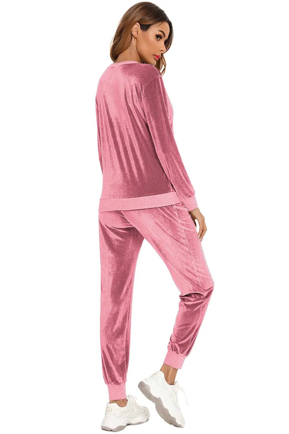 Round Neck Long Sleeve Loungewear Set with Pockets by Partner Label