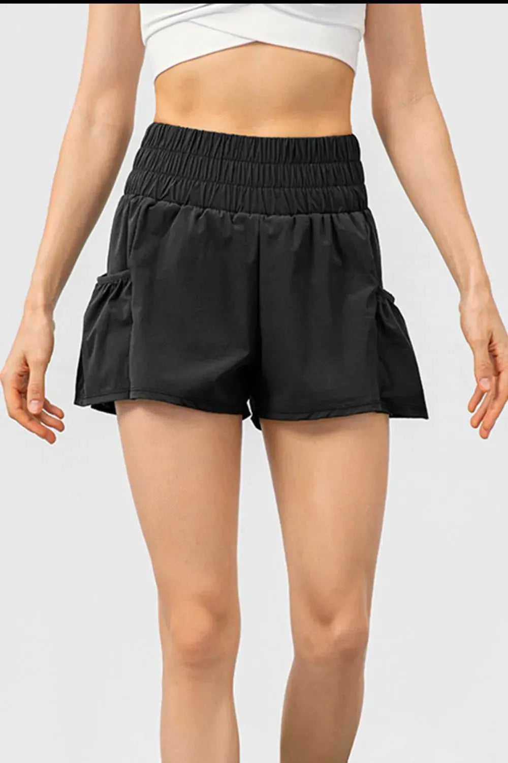 Elastic Waist Pocketed Active Shorts by Partner Label