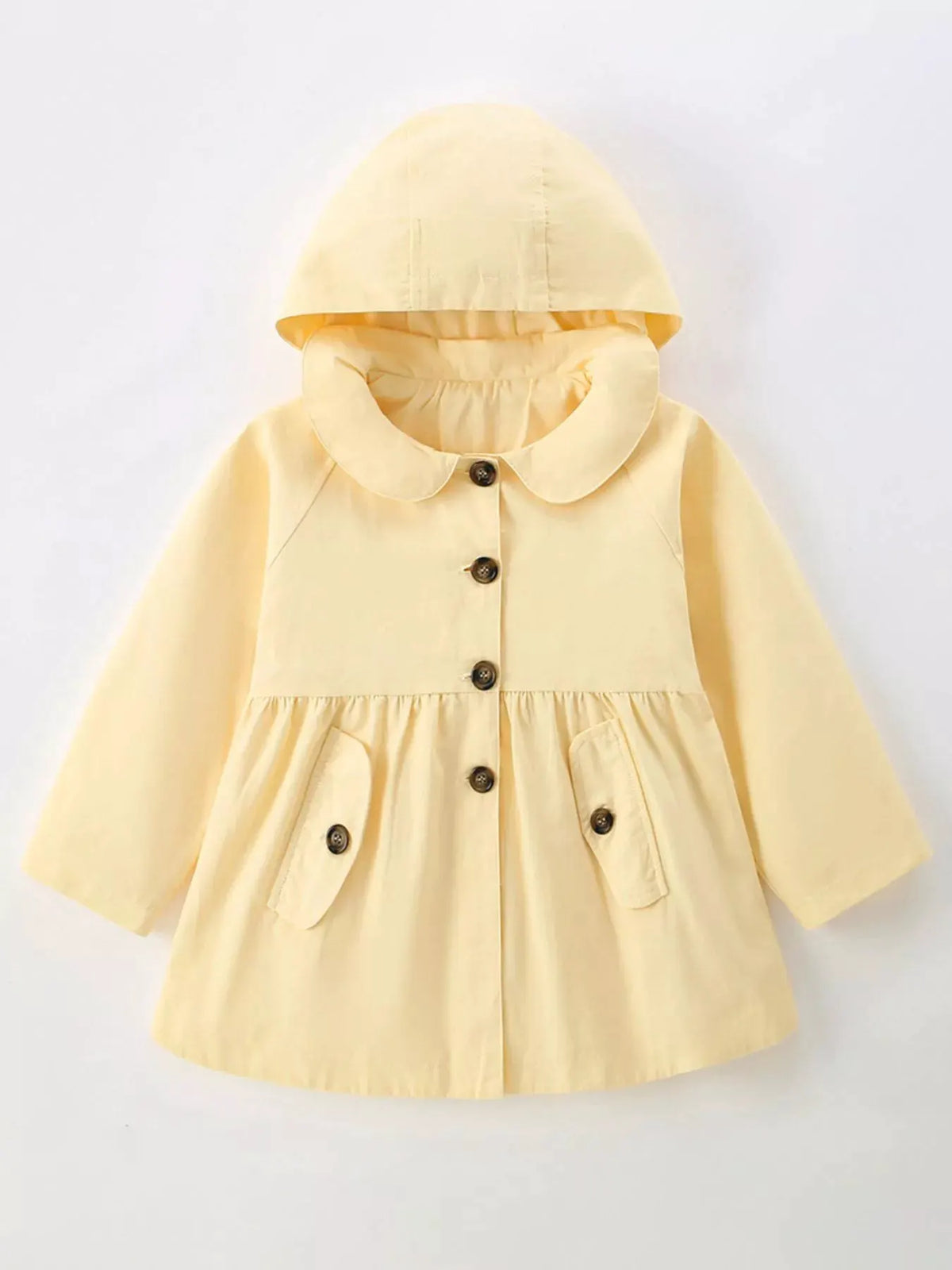 Children's Hooded Peplum Trench Coat by Trendsi