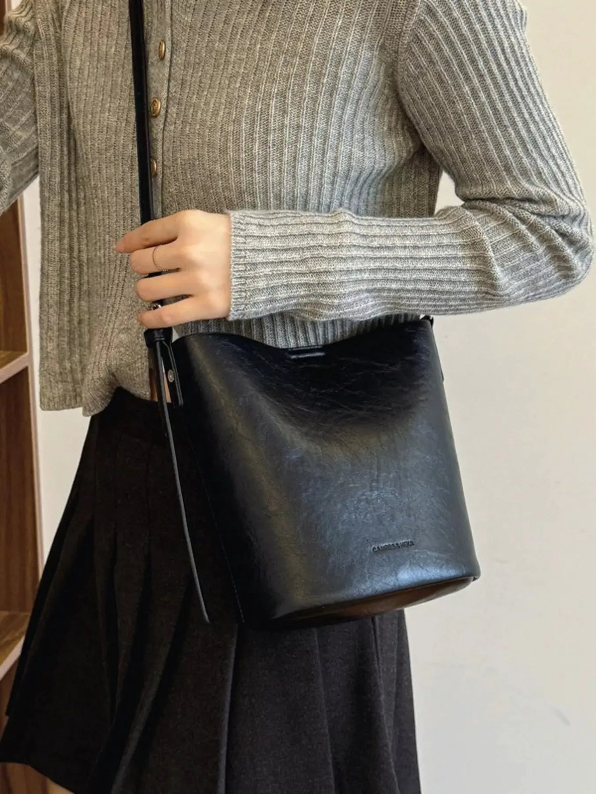 Vintage Style Bucket Crossbody Bag by Partner Label