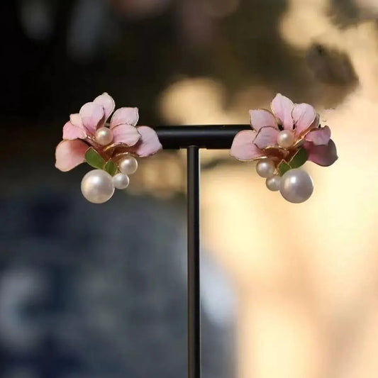 Flower Pearl Stud Earrings by Partner Label
