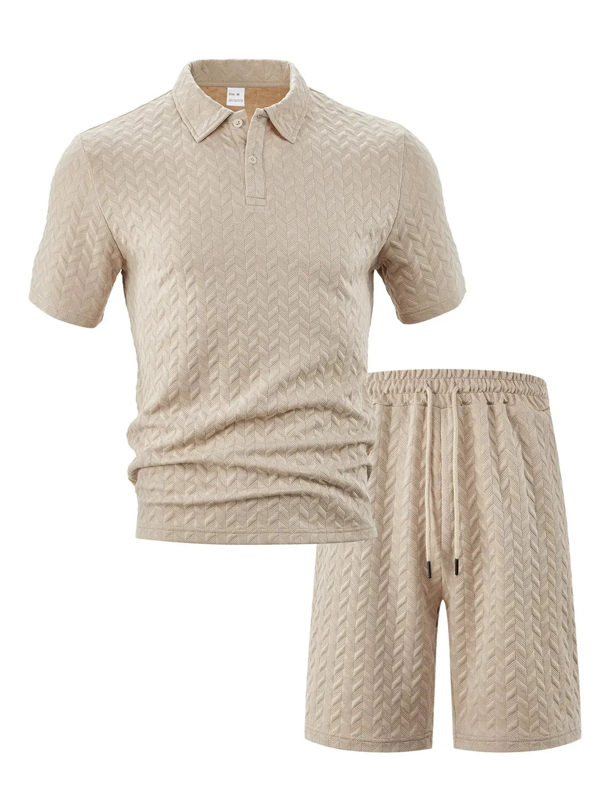 Men's Full Size Textured Polo Shirt and Shorts Set Plus Size by Trendsi