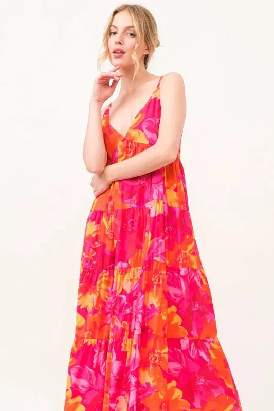 And The Why Floral Tiered Maxi Cami Dress with Pockets by And The Why