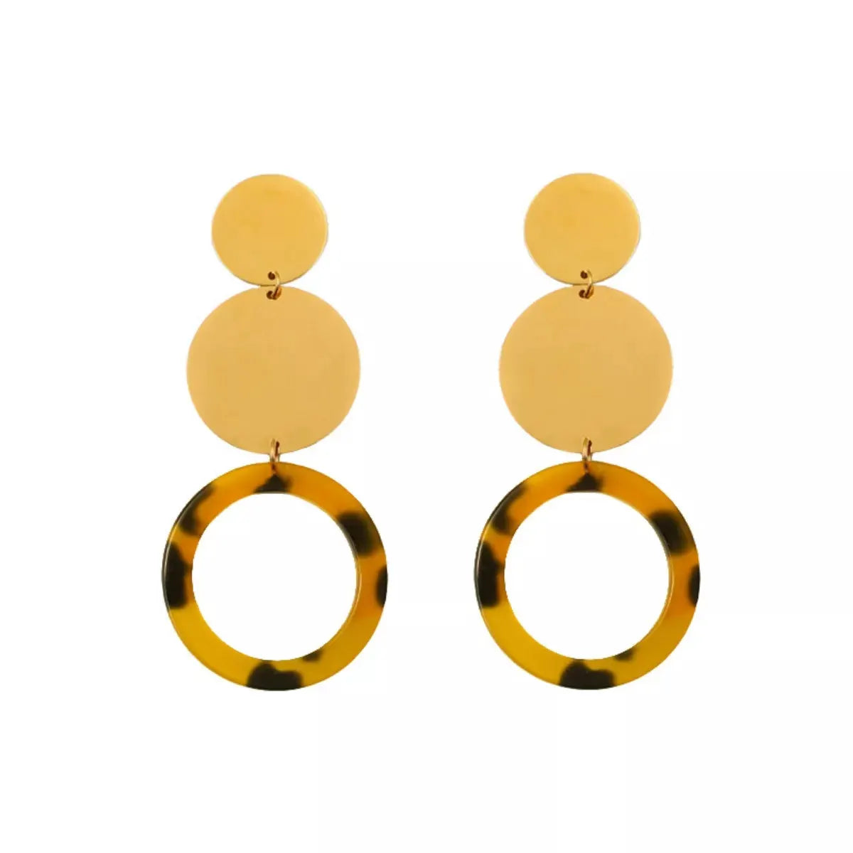 18K Gold-Plated Geometric Circle Dangle Earrings by Partner Label