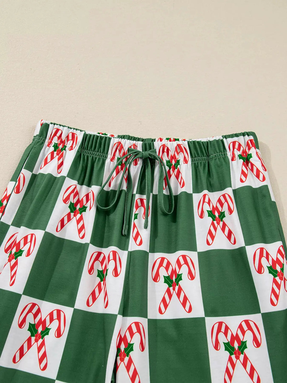 Candy Cane Checkered Pattern 2pcs Pajama Set by Partner Label
