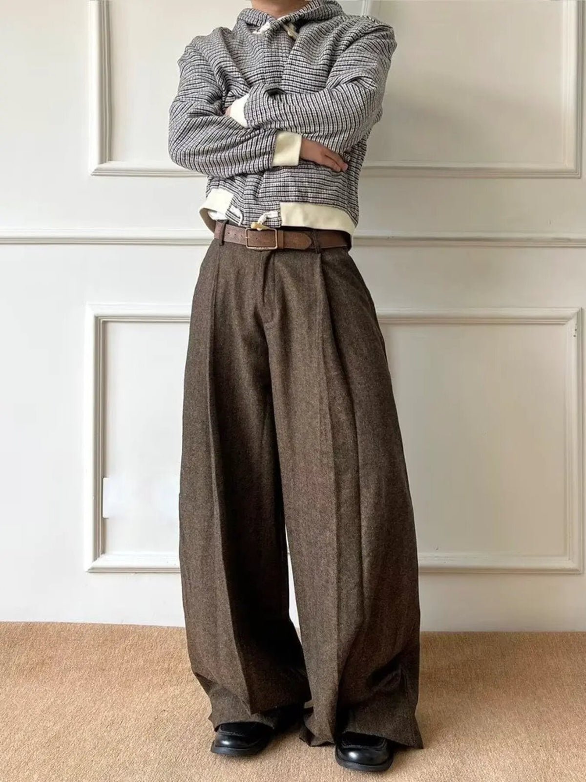 Men's Plus Size Wide Leg Pants with Pockets by Partner Label