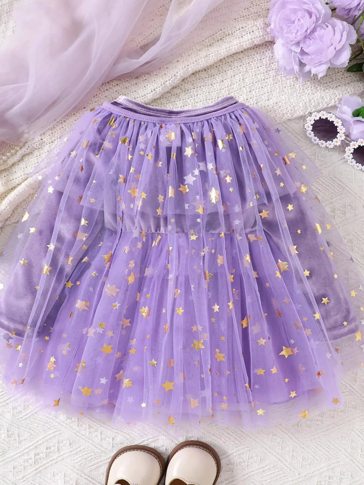 Children's Halloween Velvet Dress and Mesh Cape Set by Trendsi