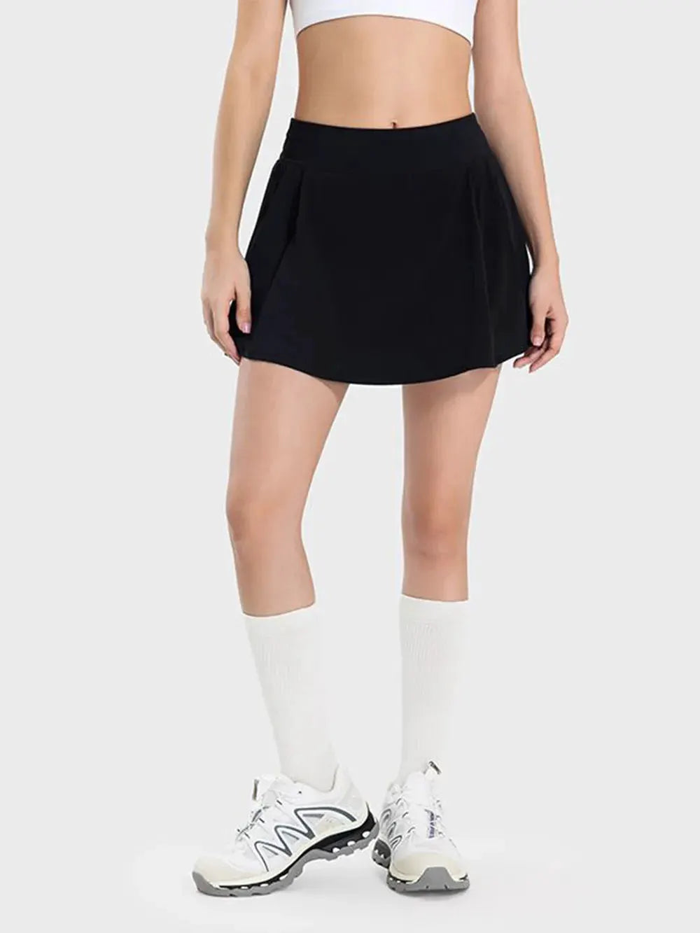 Millennia Pleated Detail Mid-Rise Waist Active Skirt by Millennia