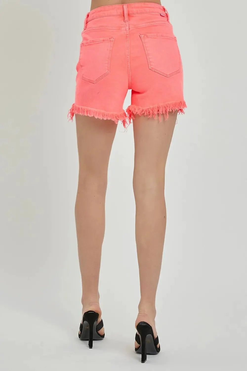 RISEN Raw Hem Asymmetrical Waist Denim Shorts by RISEN