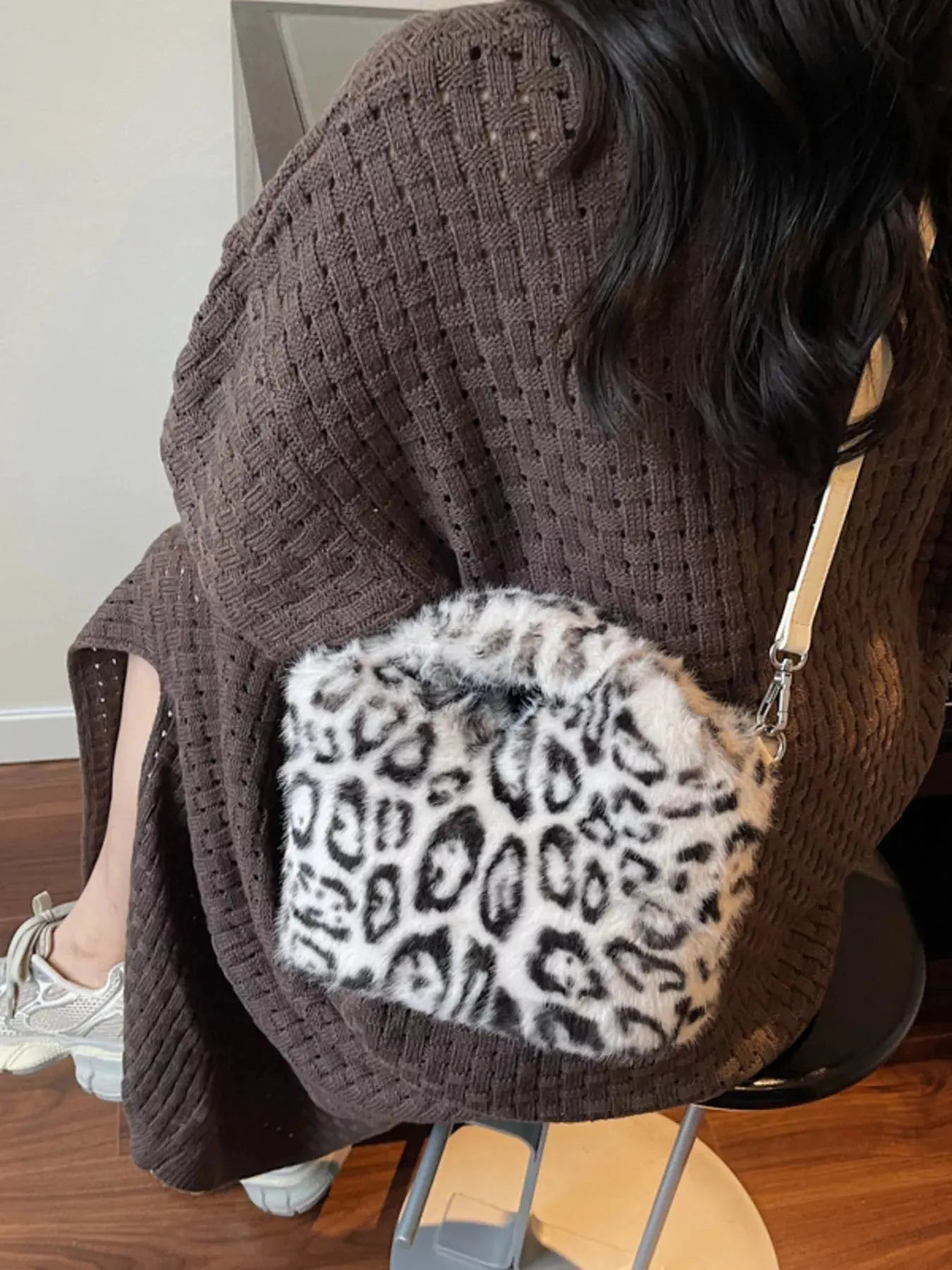Leopard Plush Crossbody Bag by Partner Label