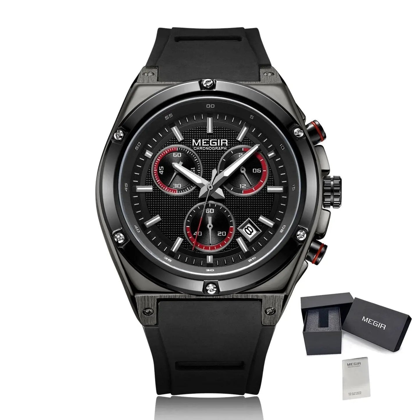 MEGIR Mens Watches Silicone Quartz Wrist Watch Chronograph Fashion Sport Business Wristwatch Luminous Male Clock Montre Homme 2073 by MEGIR WATCH GROUP
