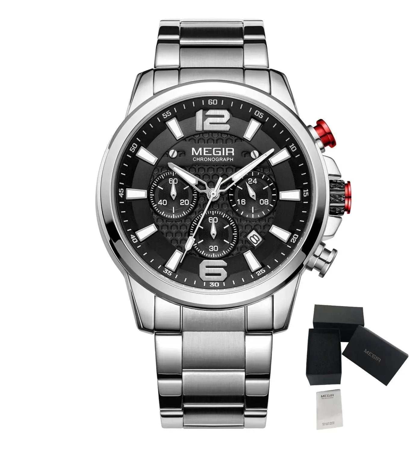 MEGIR Luxury Business Men Watch Fashion Quartz Sport Chronograph Luminous Waterproof Calendar Stainless Steel Male Wristwatch 2156 by MEGIR WATCH GROUP