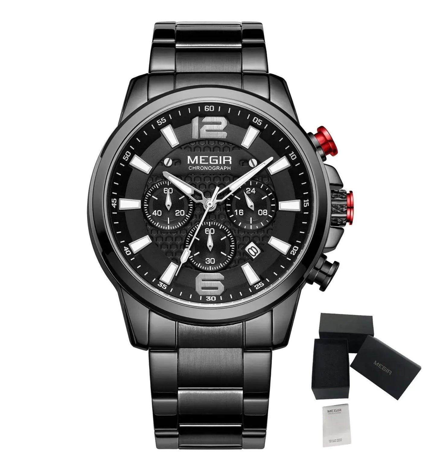 MEGIR Luxury Business Men Watch Fashion Quartz Sport Chronograph Luminous Waterproof Calendar Stainless Steel Male Wristwatch 2156 by MEGIR WATCH GROUP