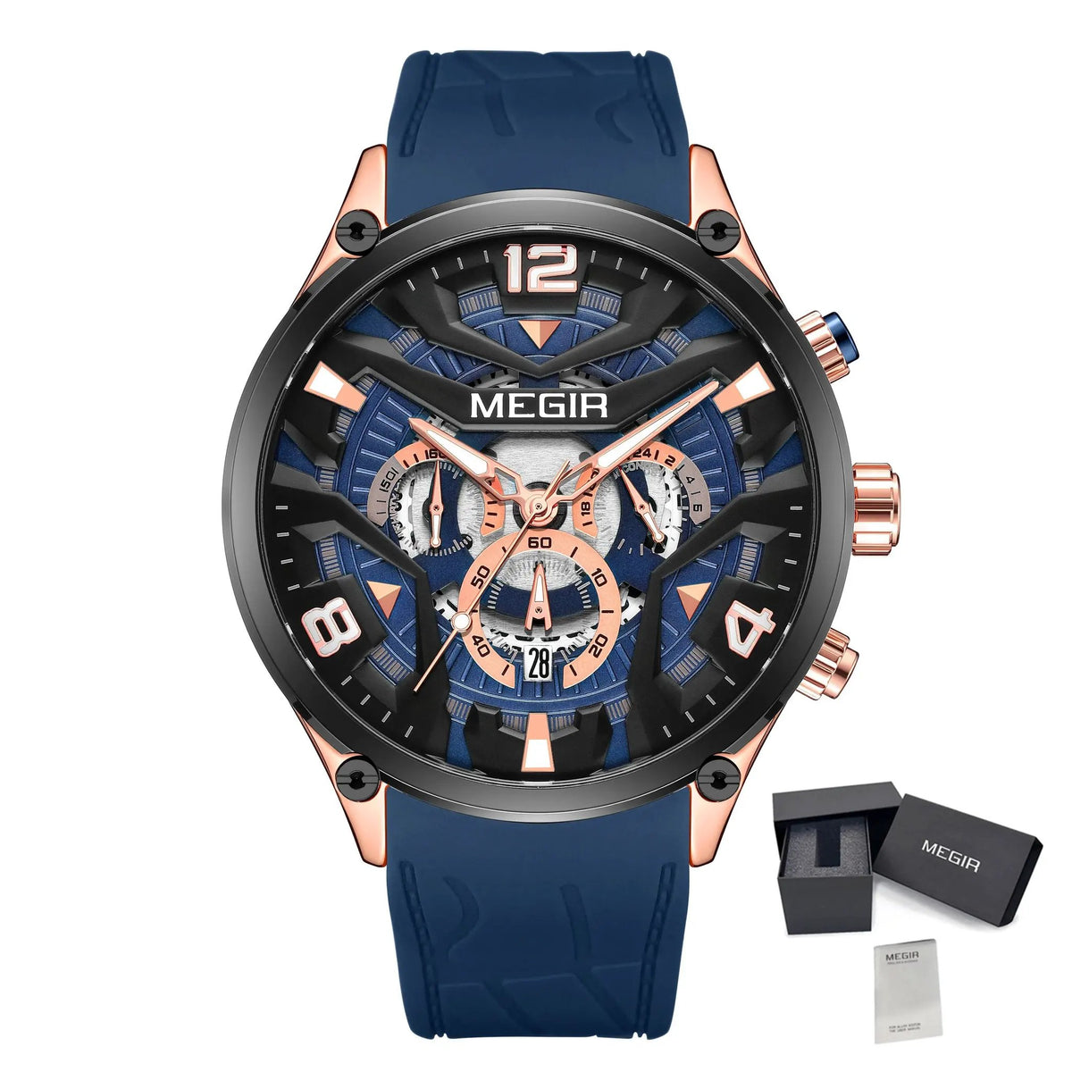 MEGIR Chronograph Luxury Men Quartz Military Watches Silicone Strap Waterproof Man Sport Wristwatch Date Clock Reloj Hombre 2222 by MEGIR WATCH GROUP