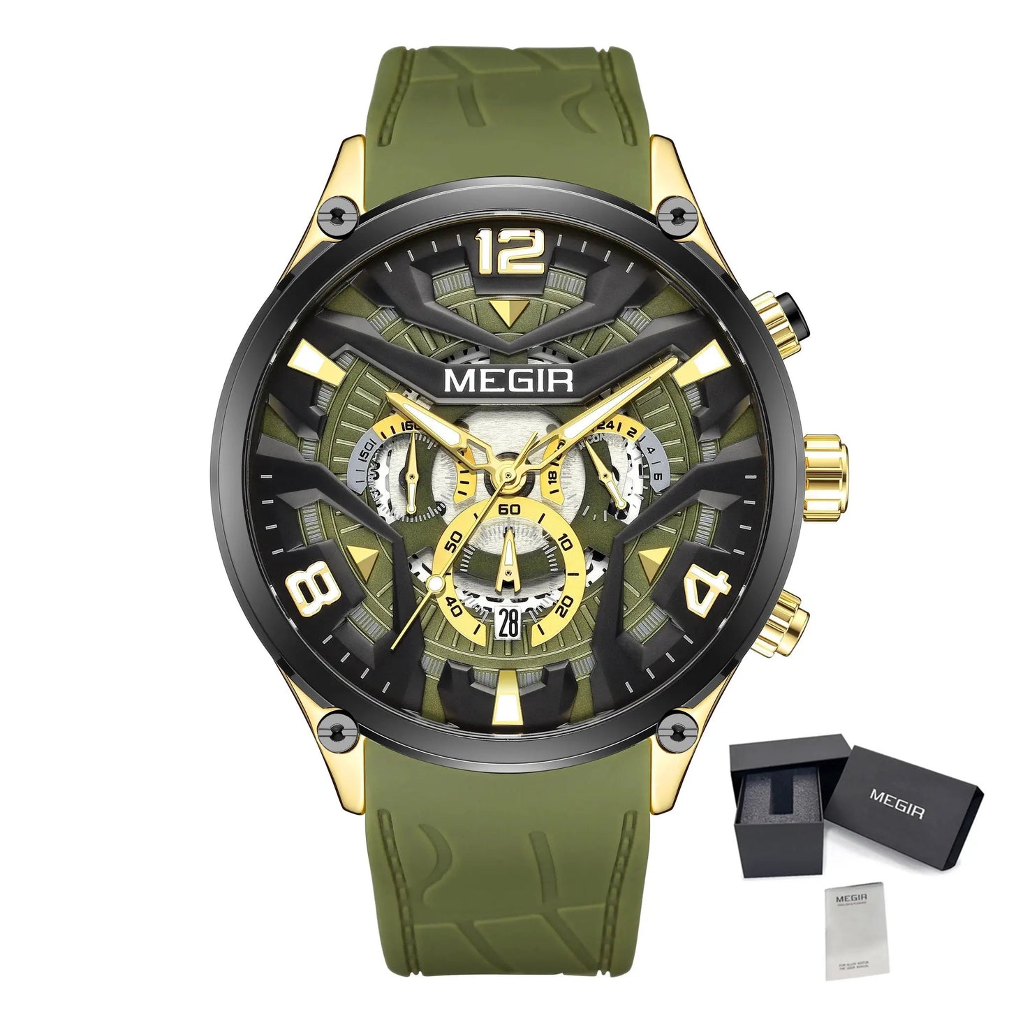 MEGIR Chronograph Luxury Men Quartz Military Watches Silicone Strap Waterproof Man Sport Wristwatch Date Clock Reloj Hombre 2222 by MEGIR WATCH GROUP
