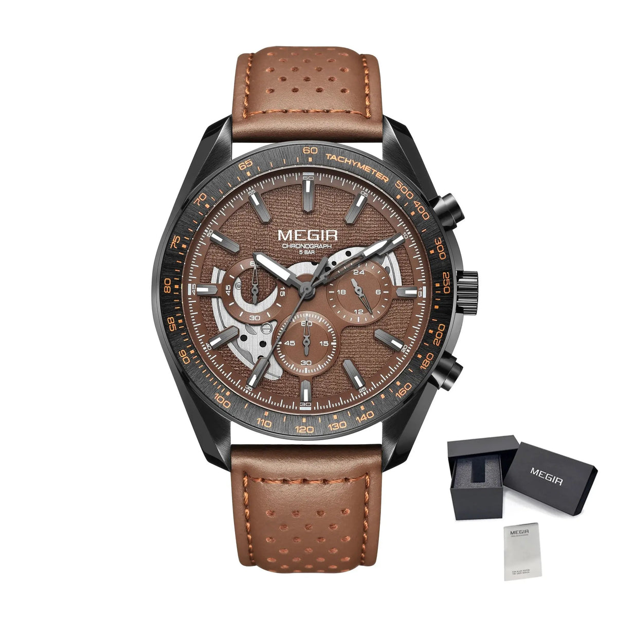 MEGIR Luxury Men's Business Casual Watches Leather Waterproof Quartz Chronograph Male Clock Wristwatch Relogio Masculino 8408 by MEGIR WATCH GROUP