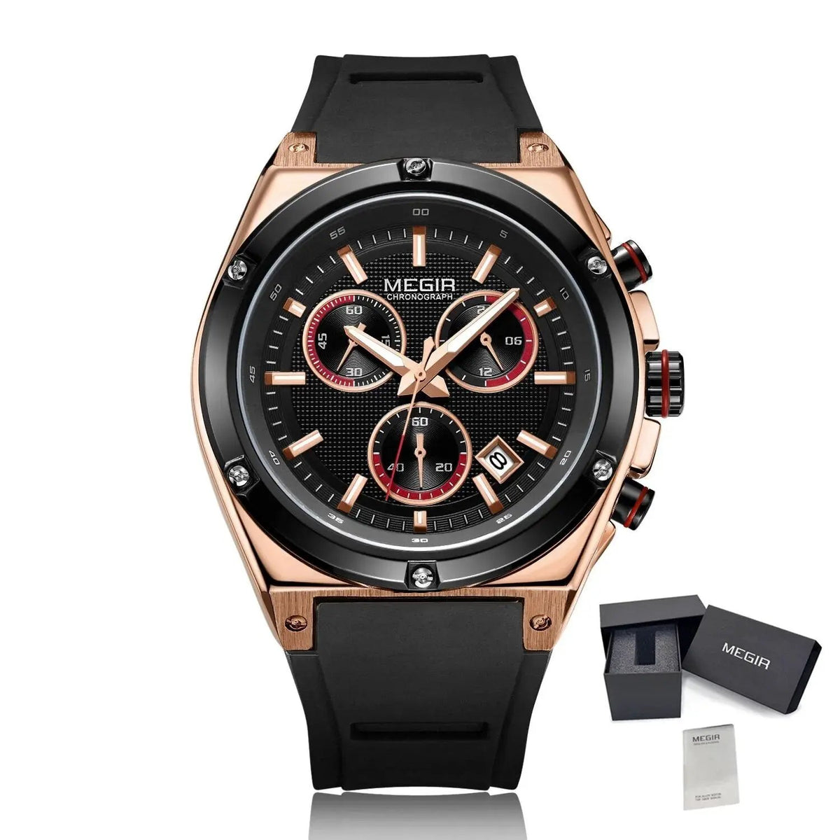 MEGIR Mens Watches Silicone Quartz Wrist Watch Chronograph Fashion Sport Business Wristwatch Luminous Male Clock Montre Homme 2073 by MEGIR WATCH GROUP