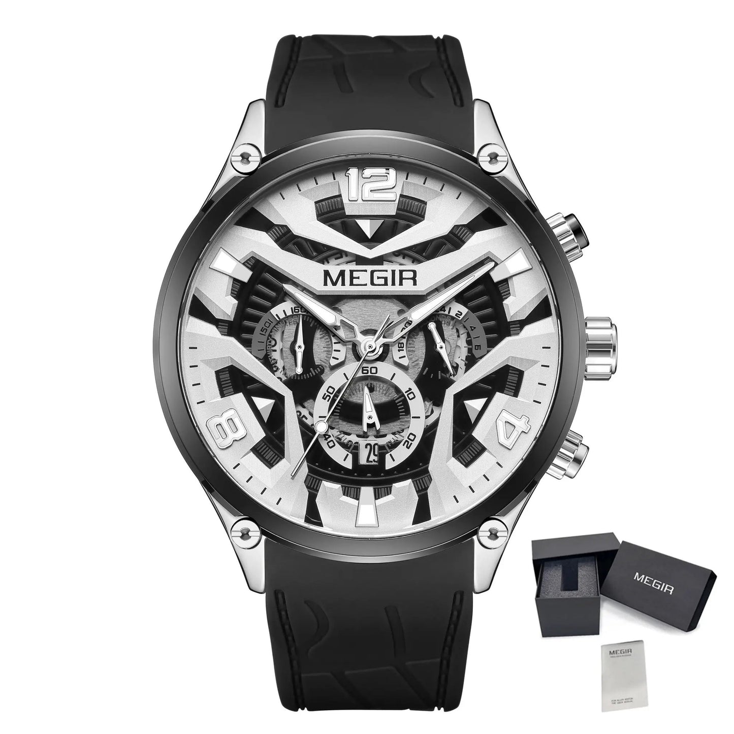 MEGIR Chronograph Luxury Men Quartz Military Watches Silicone Strap Waterproof Man Sport Wristwatch Date Clock Reloj Hombre 2222 by MEGIR WATCH GROUP