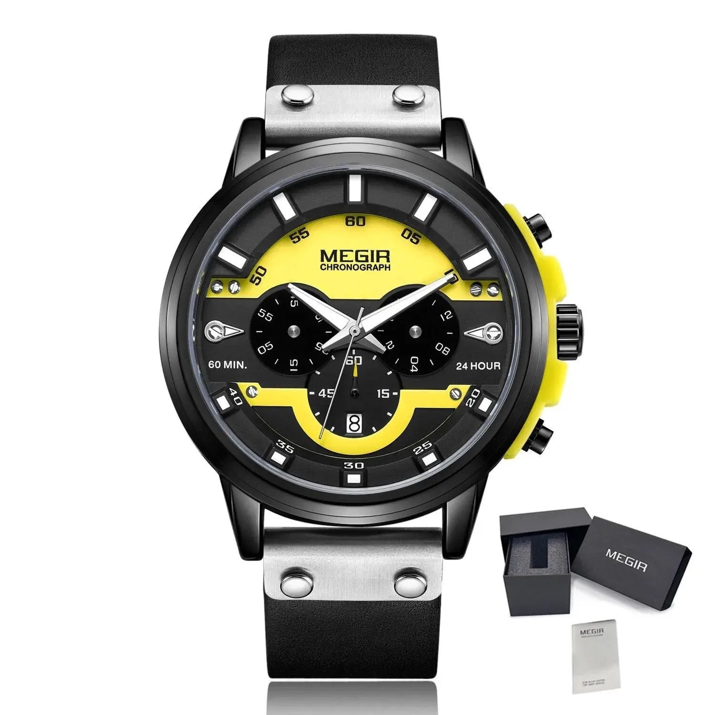MEGIR Fashion Sport Watches for Men Large Dial Waterproof Luminous Quartz Wristwatch Chronograph Date Clock 24-hour 2080 by MEGIR WATCH GROUP