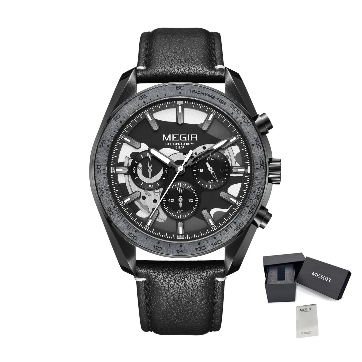MEGIR Luxury Men's Business Casual Watches Leather Waterproof Quartz Chronograph Male Clock Wristwatch Relogio Masculino 8408 by MEGIR WATCH GROUP