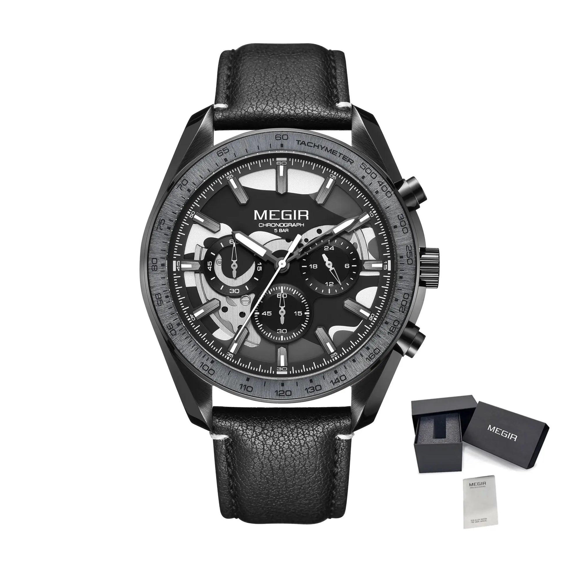 MEGIR Luxury Men's Business Casual Watches Leather Waterproof Quartz Chronograph Male Clock Wristwatch Relogio Masculino 8408 by MEGIR WATCH GROUP