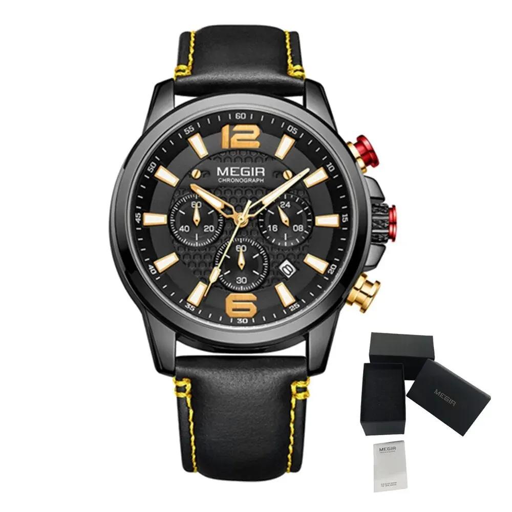 MEGIR Luxury Business Men Watch Fashion Quartz Sport Chronograph Luminous Waterproof Calendar Stainless Steel Male Wristwatch 2156 by MEGIR WATCH GROUP