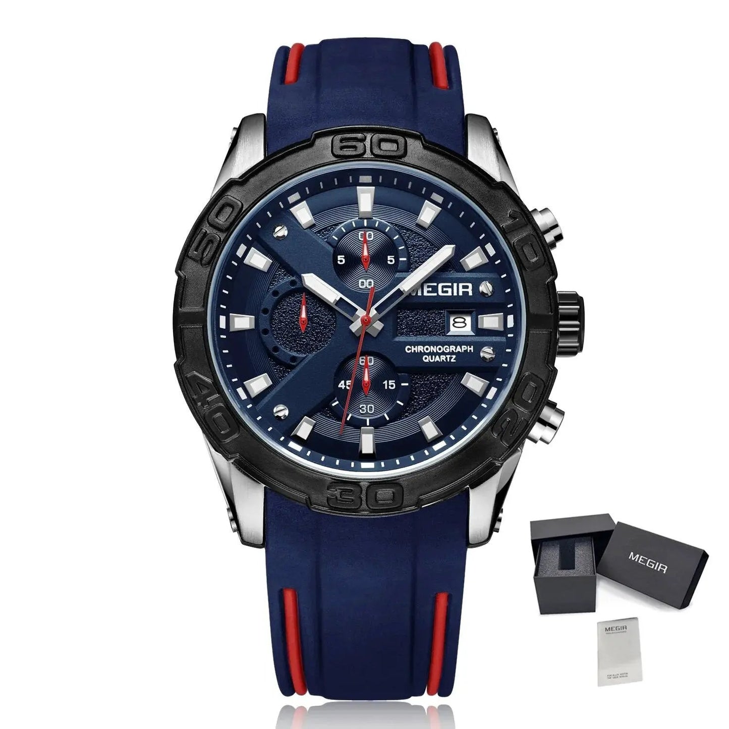 MEGIR Fashion Men's Sport Watches Silicone Strap Military Quartz Wristwatch Clock Waterproof Male Chronograph Montre Homme 2055 by MEGIR WATCH GROUP