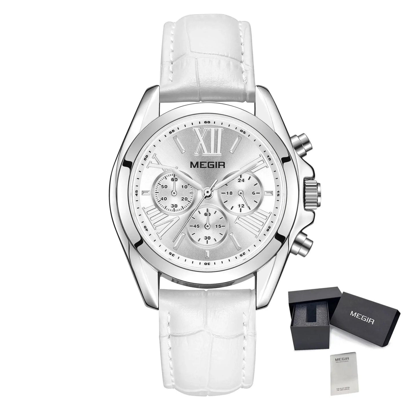 MEGIR Watches for Women Luxury Ladies Wristwatch Leather Waterproof Elegant Dress Quartz Chronograph Female Clock 24-hour 2114 by MEGIR WATCH GROUP